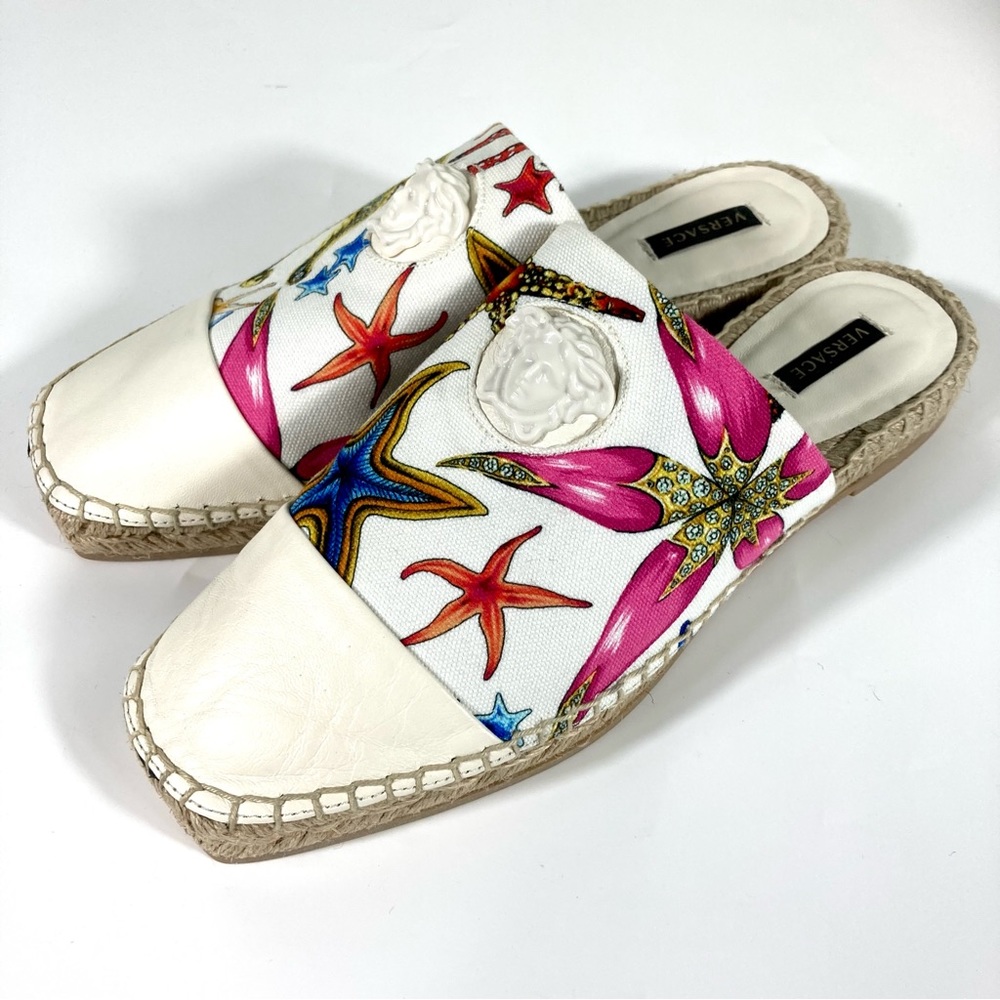 NWB Versace Trésor de la Mer Espadrille Mule 38.5EU 8.5US Medusa Versacepolis